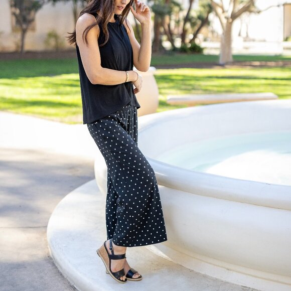 Dot Print Portofino Ankle Resort Pant: Black Dot - Picture 4 of 4